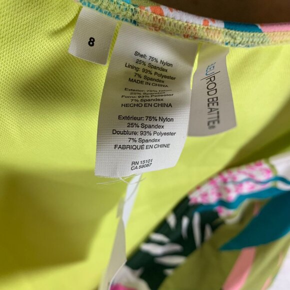 Bleu Rod Beattie Women's Cap Sleeve One-Piece Tropical Swimsuit Size 8 NWT 9937 - Picture 2 of 5